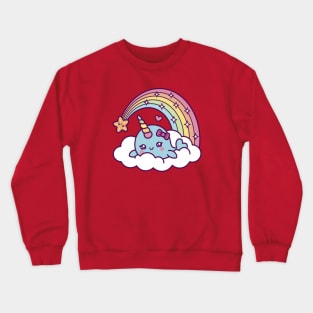 Narwhal Girl Dreams On Cloud With Rainbow Crewneck Sweatshirt